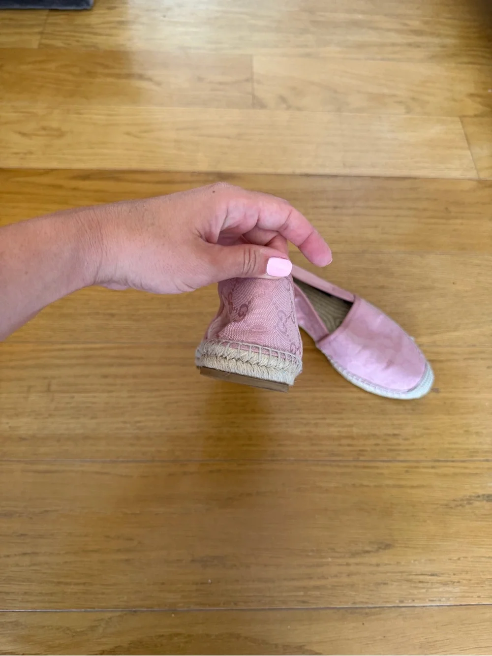 Gucci Pink GG Canvas Espadrille Flats